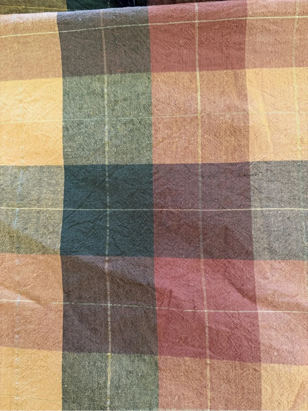 Autumn Plaid Tablecloth, Rounded Oblong  80”x57”